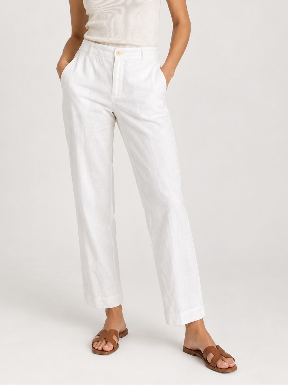Banana Republic soft white Martin Fit linen blend Pants size 12